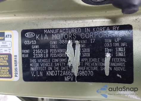 2013 Kia Soul ! z USA, uszkodzony, nr VIN KNDJT2A66D7598070